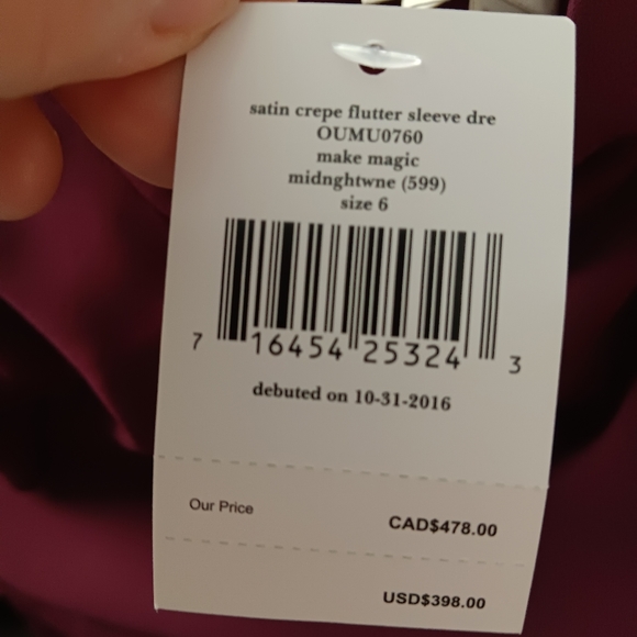 NWT Kate Spade Satin Crepe Flutter Sleeve Dress size 6 - Picture 4 of 4